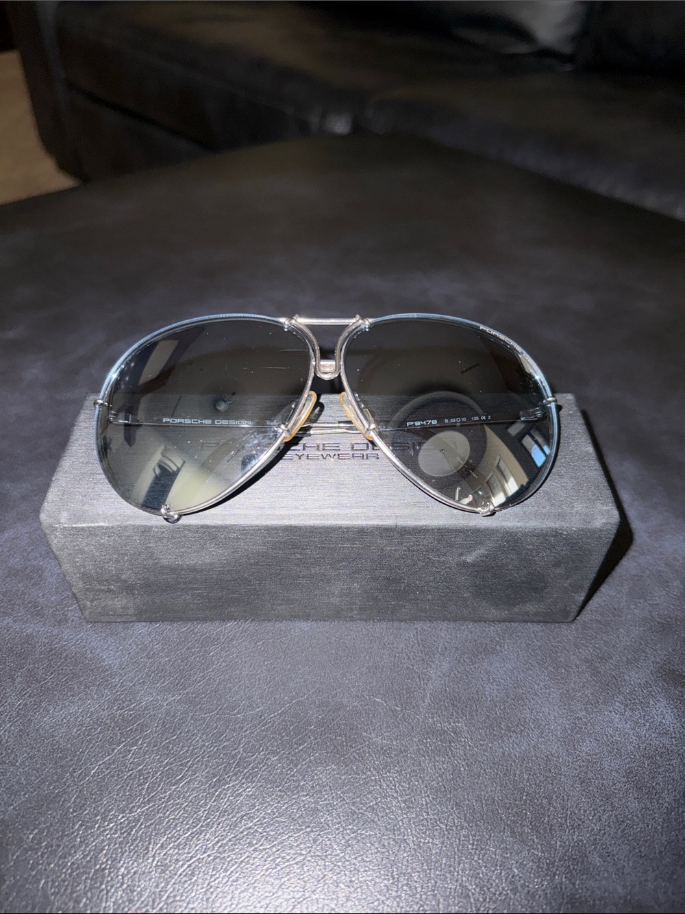 Porsche Design Aviator Sunglasses in Silver with Gray Lenses